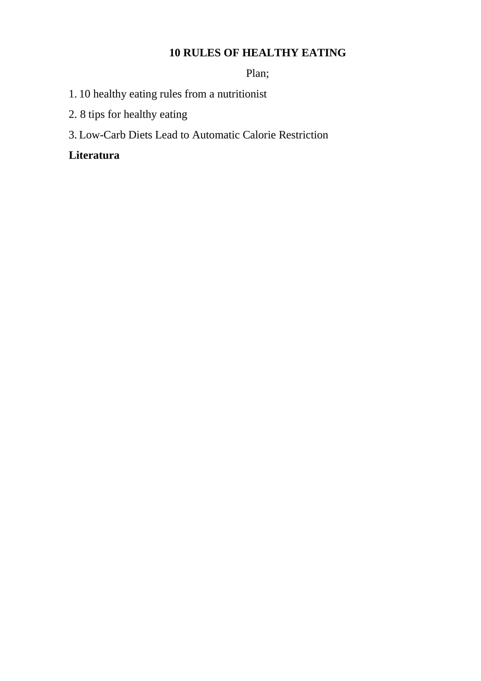 [10 RULES OF HEALTHY EATING]