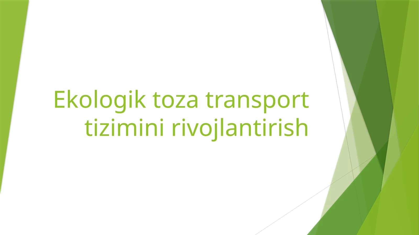 Ekologik toza transport tizimini rivojlantirish