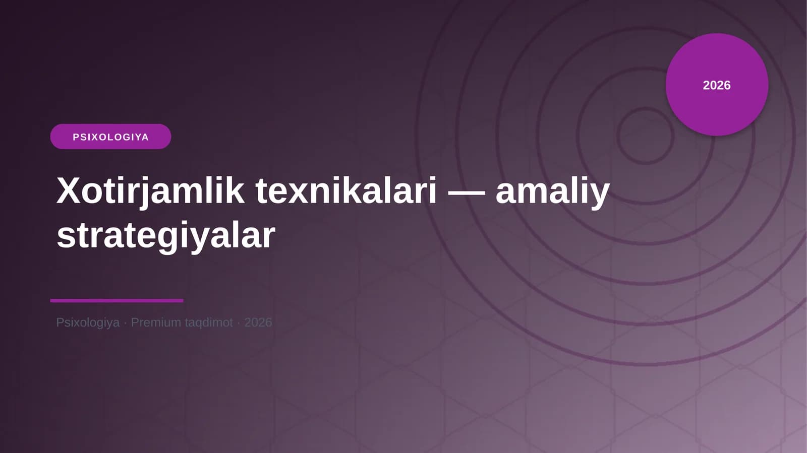Xotirjamlik texnikalari - amaliy strategiyalar