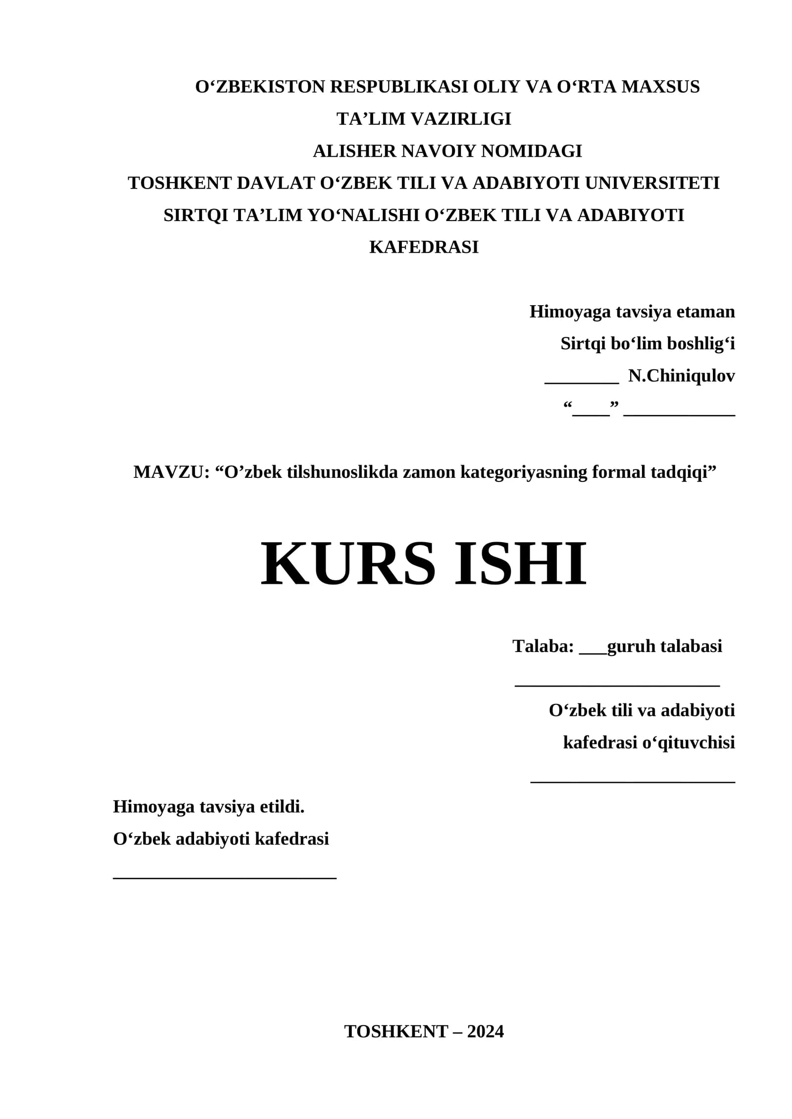 “O’zbek tilshunoslikda zamon kategoriyasning formal tadqiqi”
