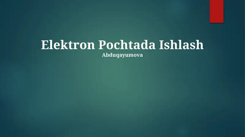 Elektron Pochtada Ishlash