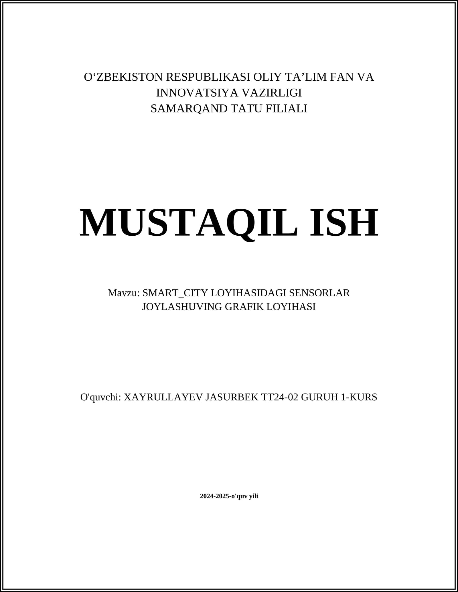 SMART_CITY LOYIHASIDAGI SENSORLAR JOYLASHUVING GRAFIK LOYIHASI