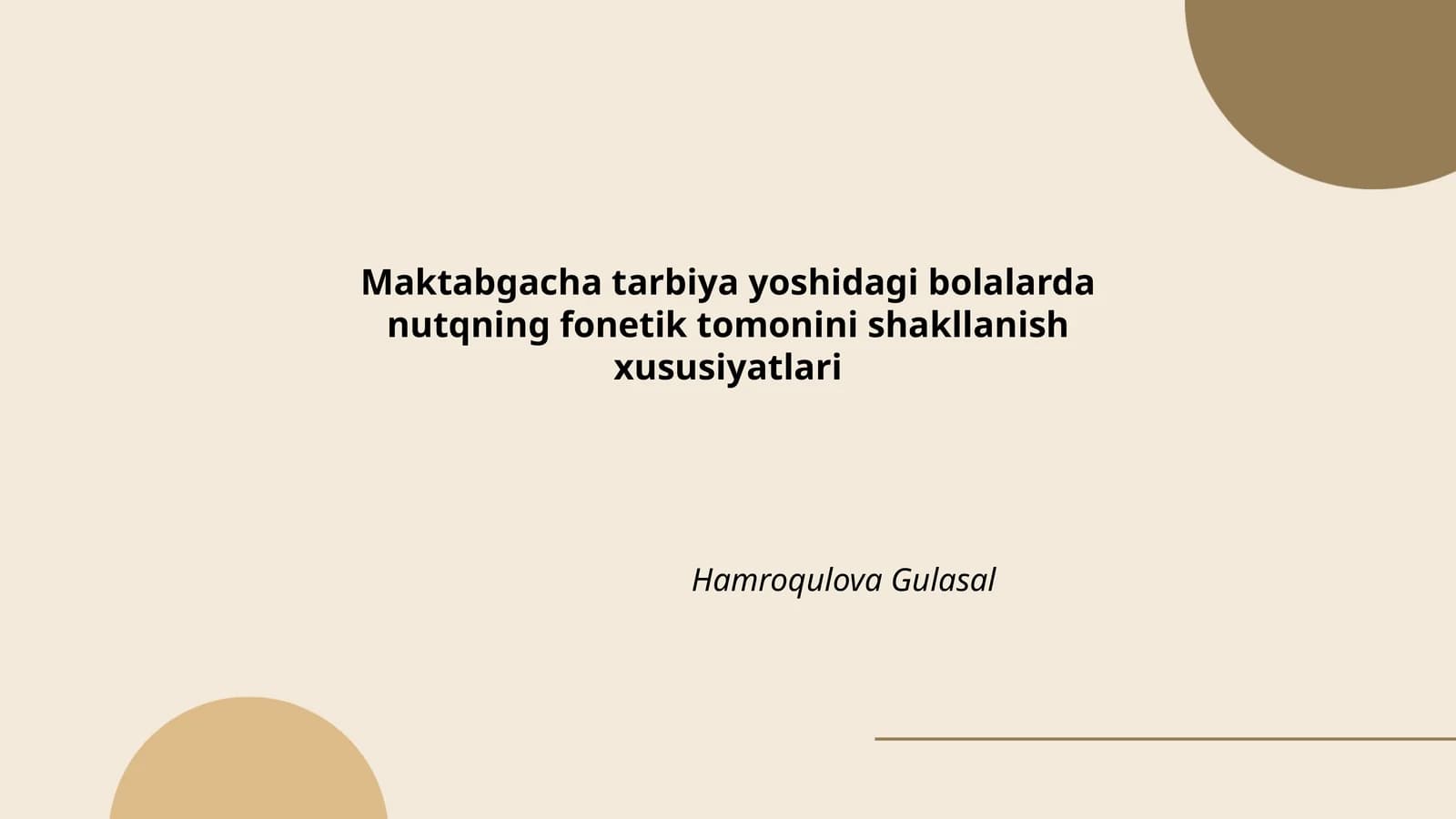 Maktabgacha tarbiya yoshidagi bolalarda nutqning fonetik tomonini shakllanish xususiyatlari