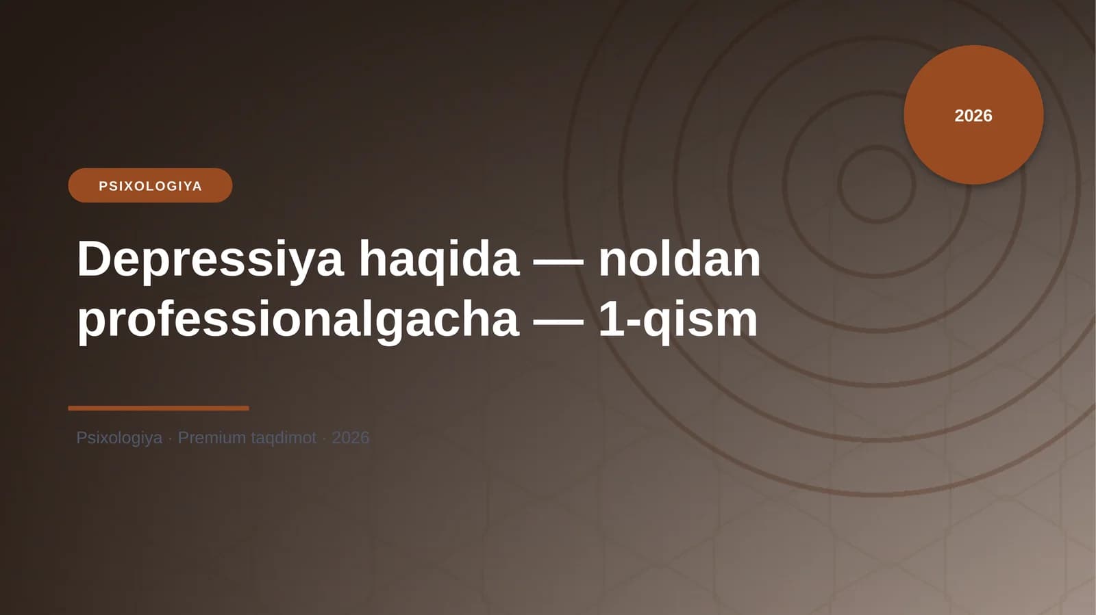 Depressiya haqida — noldan professionalgacha — 1-qism
