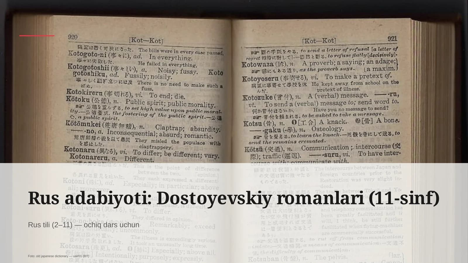 Rus adabiyoti: Dostoyevskiy romanlari (11-sinf)