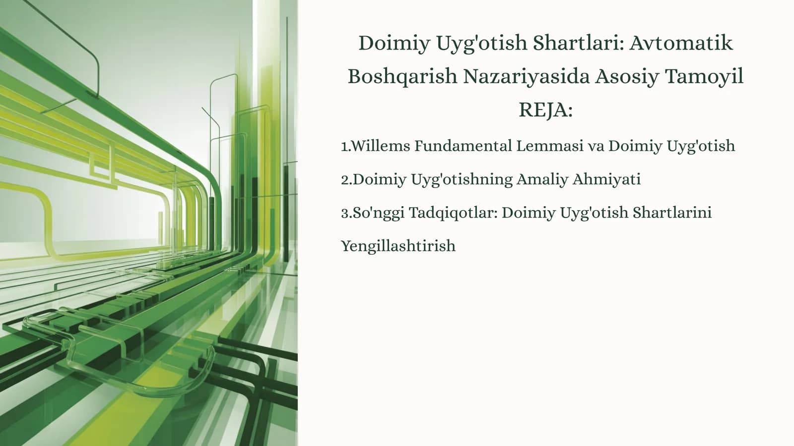 Doimiy Uyg'otish Shartlari: Avtomatik Boshqarish Nazariyasida Asosiy Tamoyil
