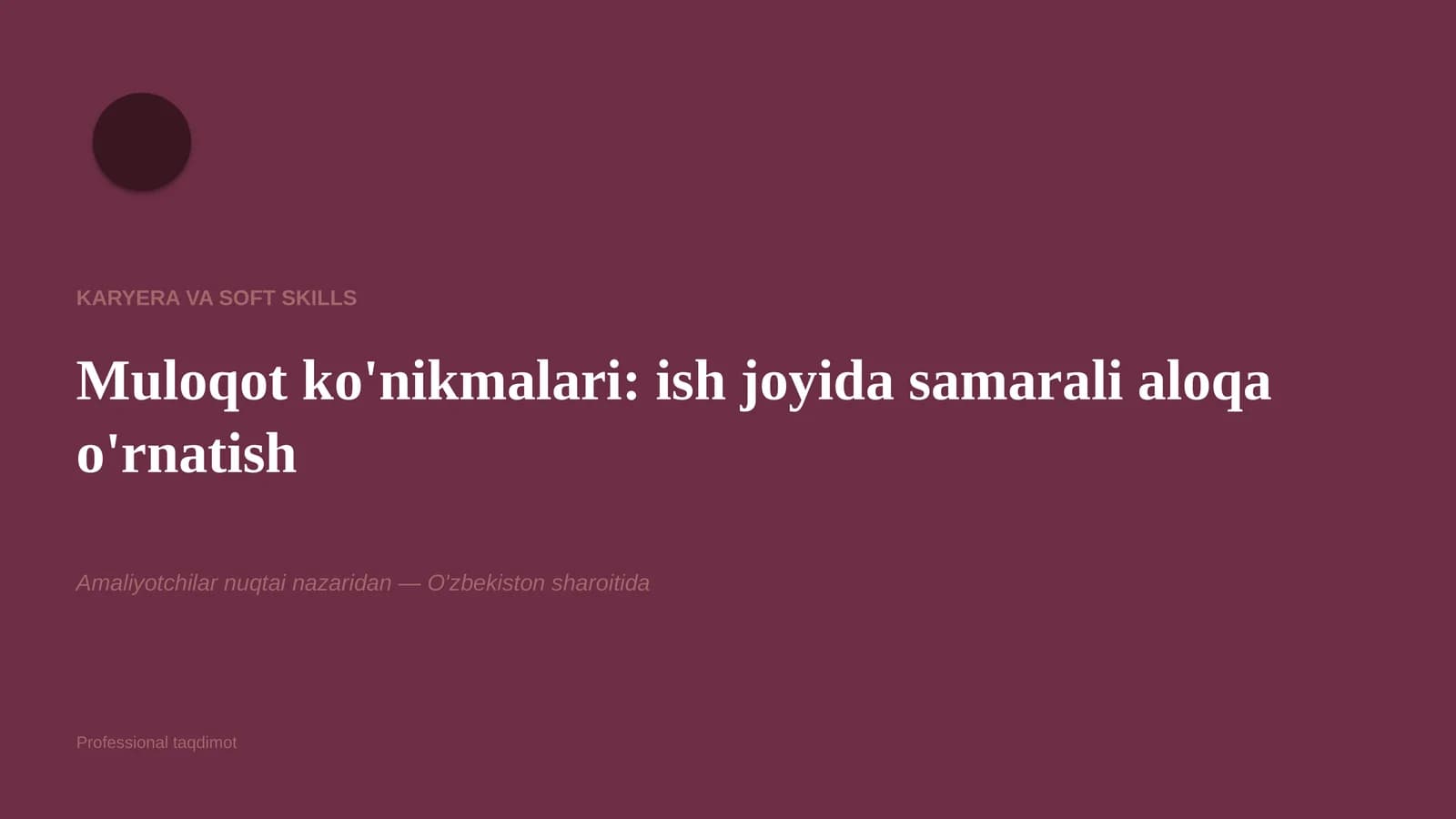 Muloqot ko'nikmalari: ish joyida samarali aloqa o'rnatish