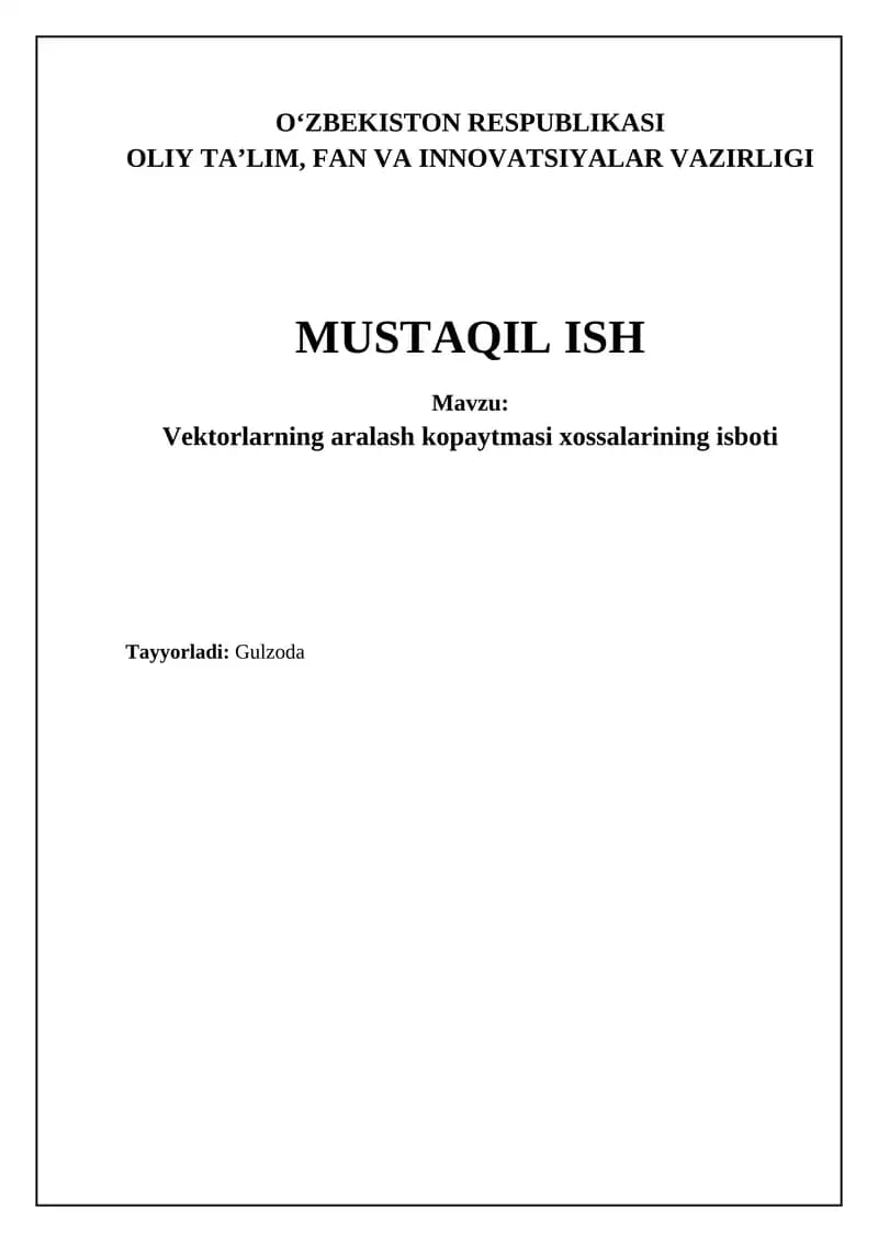 Fazoviy vektorlar algebra kursi