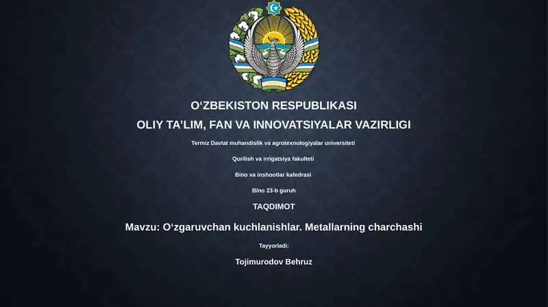 O'zgaruvchan kuchlanishlar. Metallarning charchashi