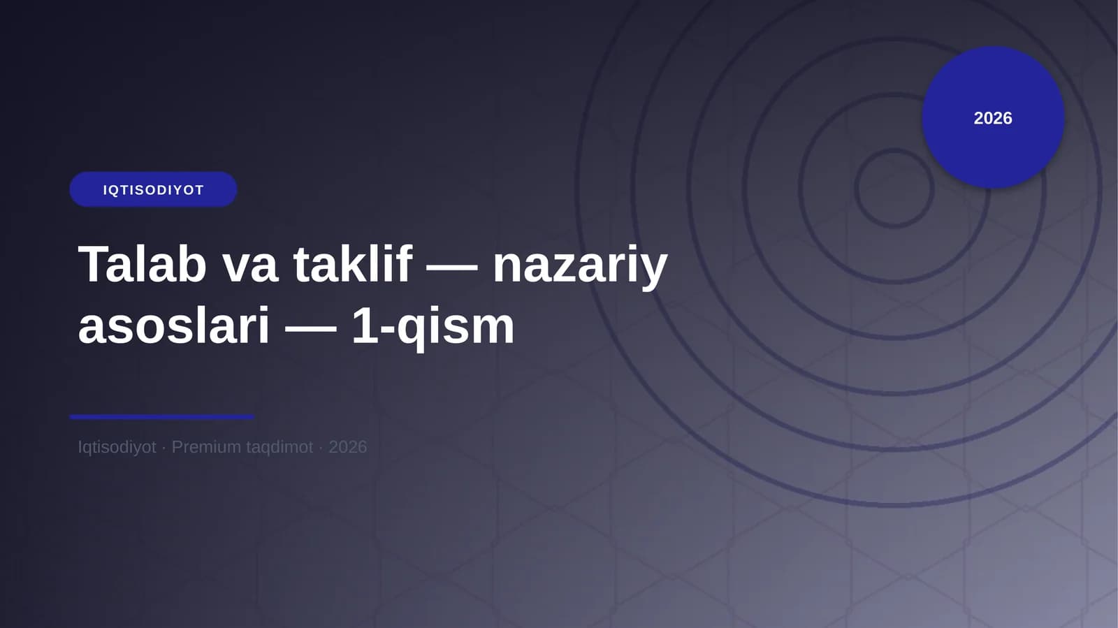 Talab va taklif — nazariy asoslari — 1-qism