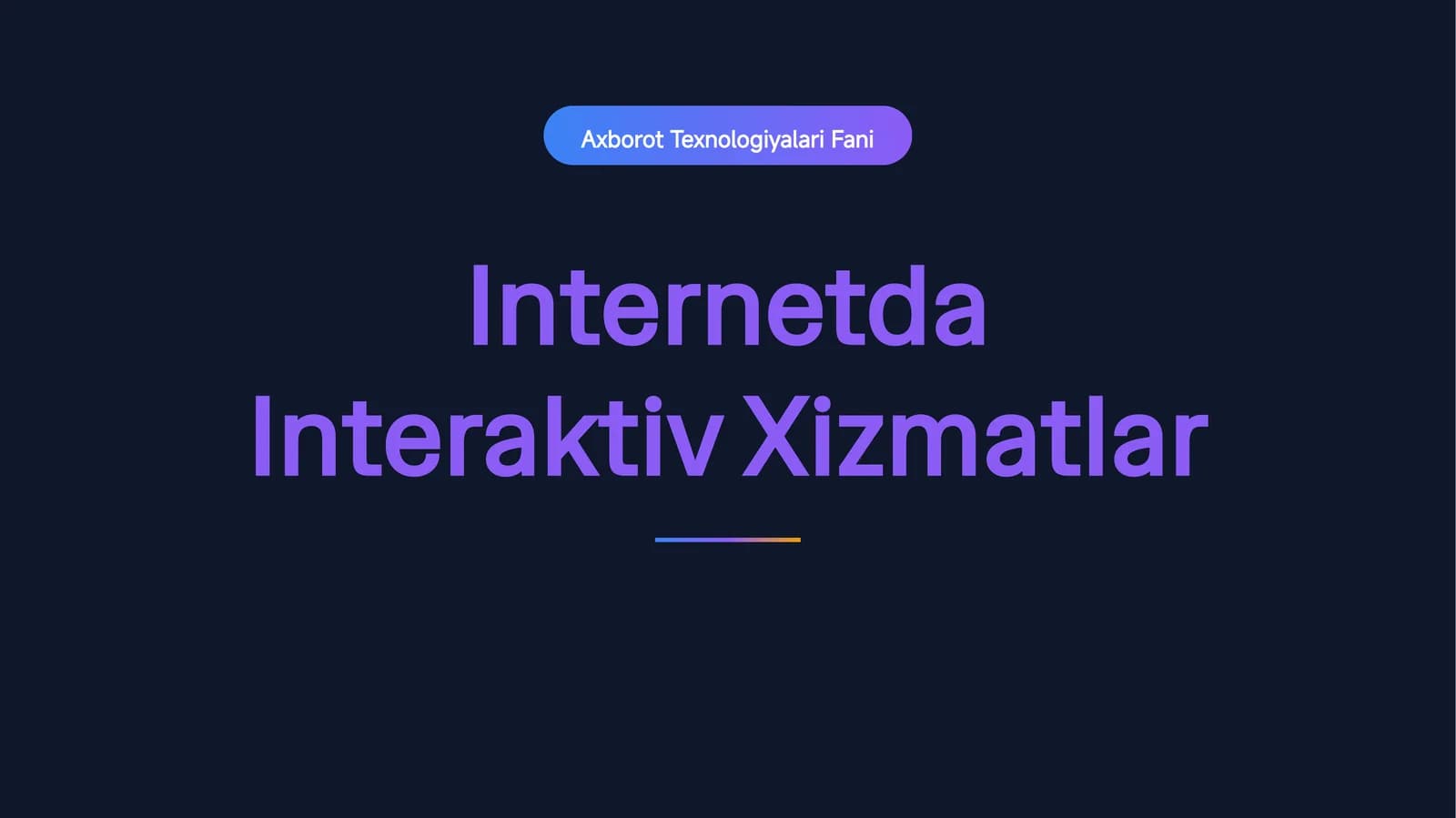 Internetda Interaktiv Xizmatlar
