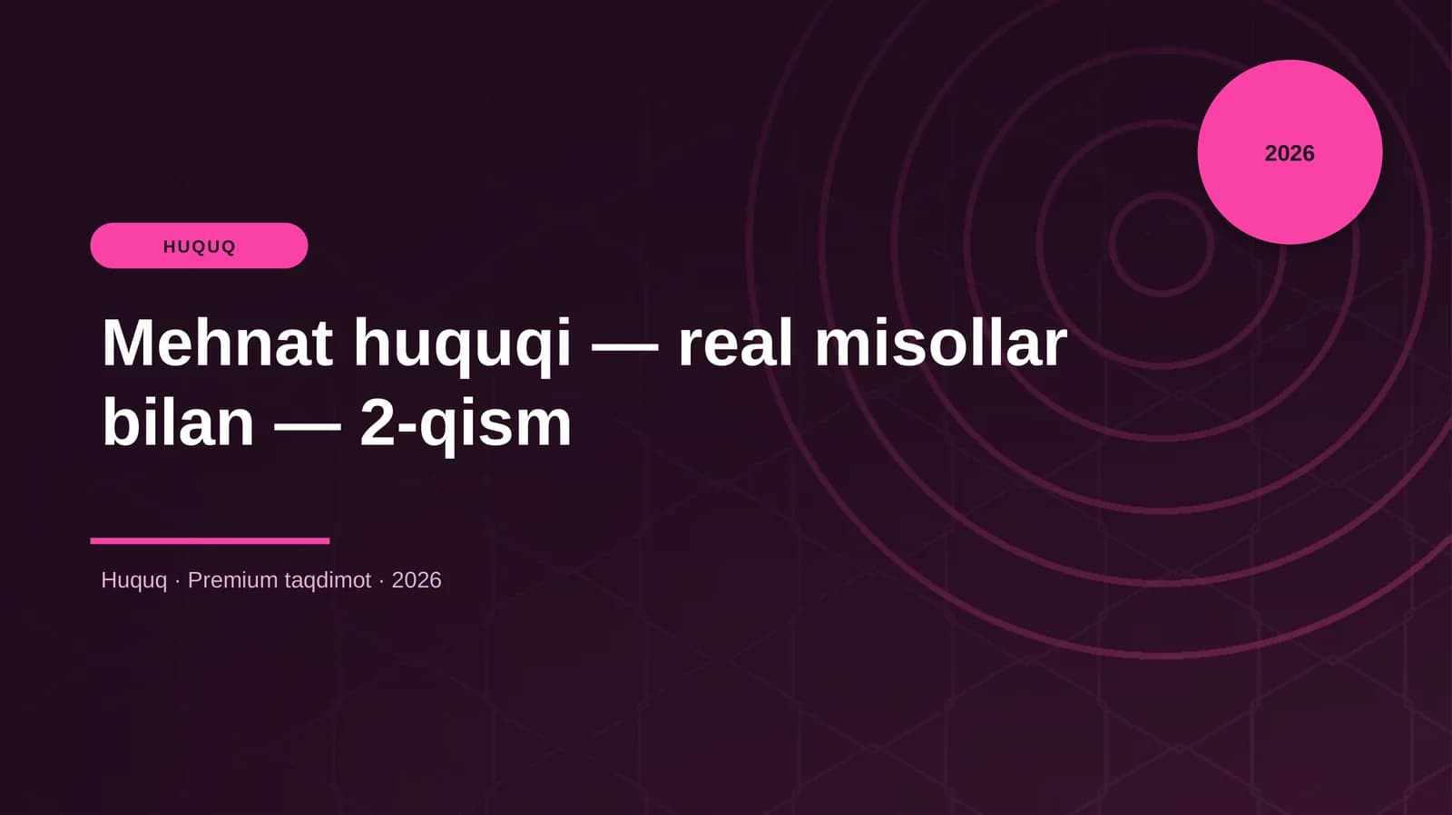 Mehmat huquqi — real misollar bilan — 2-qism
