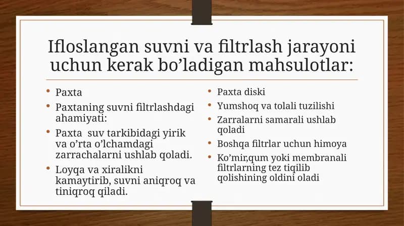 suvni filtrlash