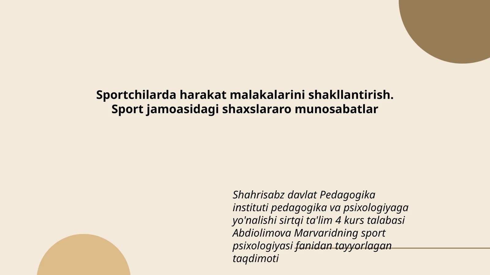 Sportchilarda harakat malakalarini shakllantirish