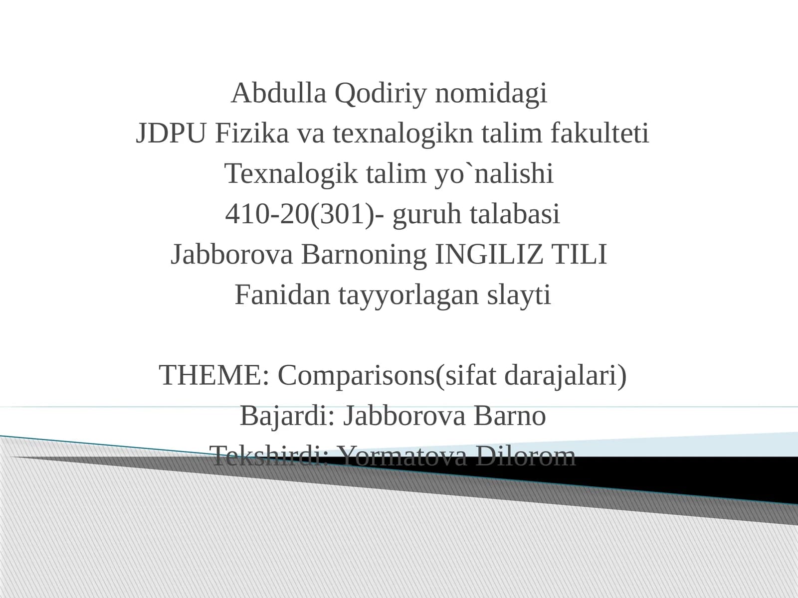 INGLIZ TILI Fanidantayyorlaganslayti