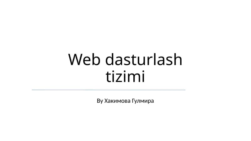Web dasturlash tizimi
