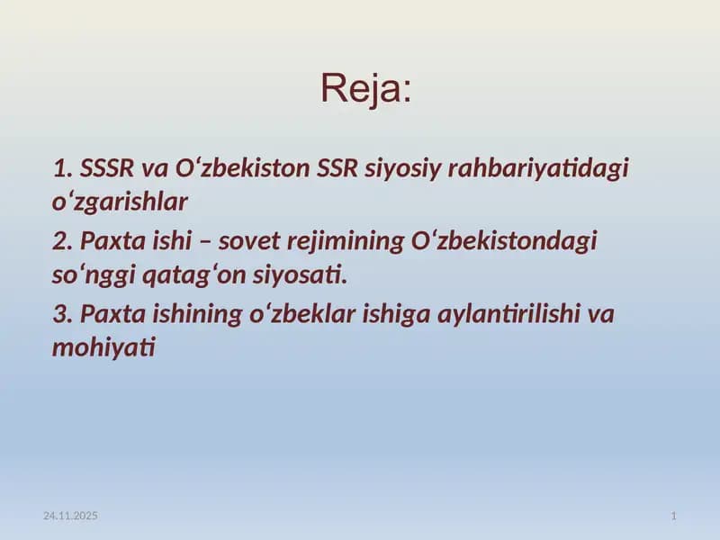 Paxta ishi va sovet rejimi