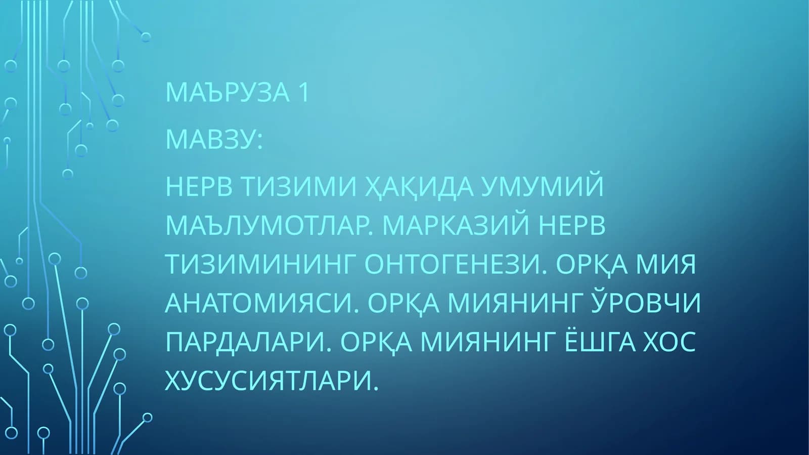 Нервтизимиҳақида умумий маълумотлар