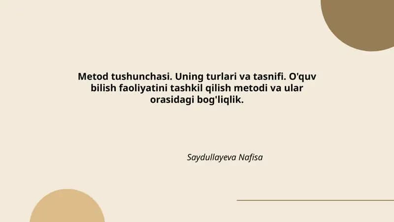 Metod tushunchasi