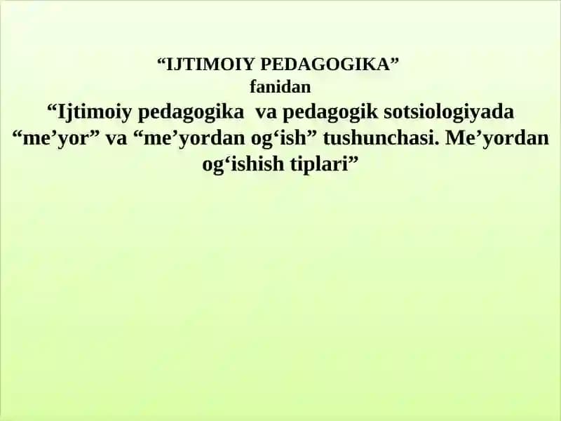 Ijtimoiy Pedagogika