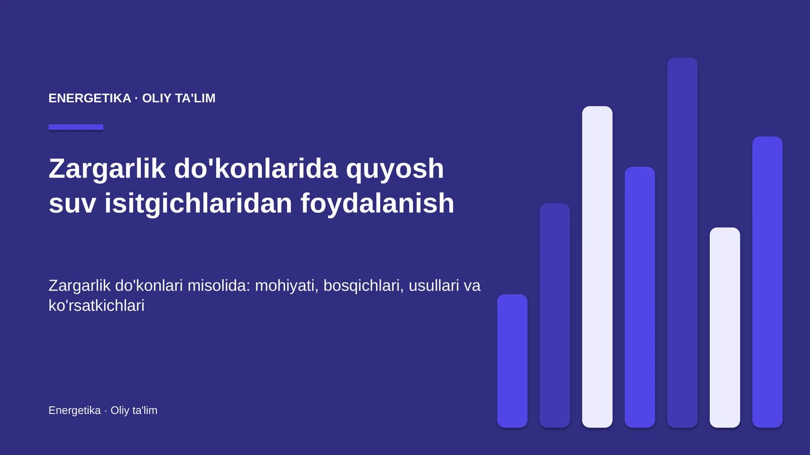 Zargarlik do'konlarida quyosh suv isitgichlaridan foydalanish