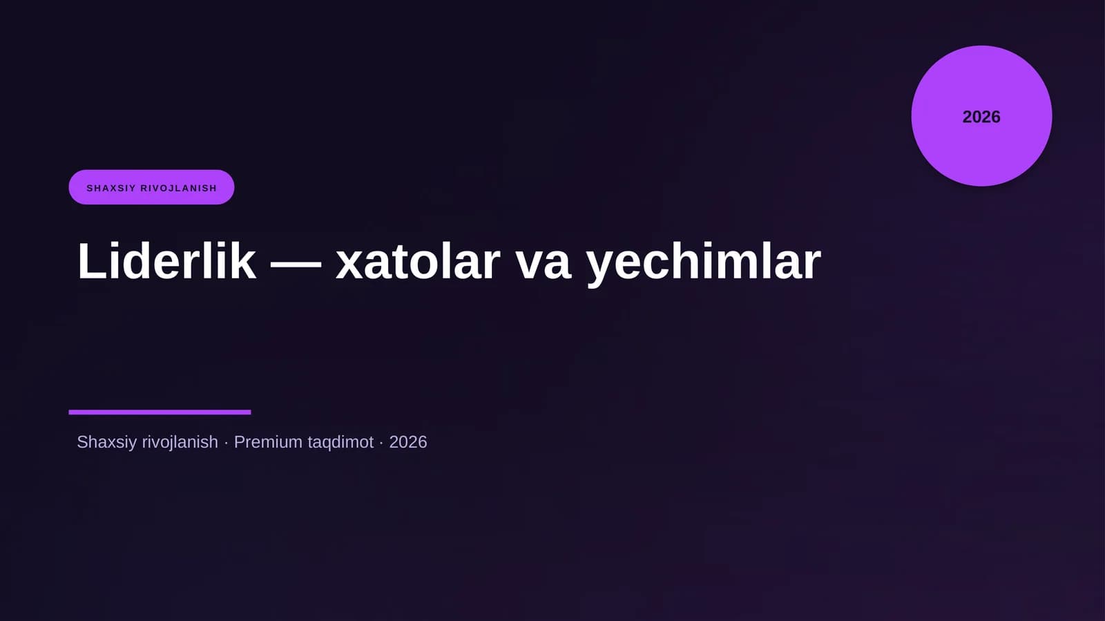 Liderlik — xatolar va yechimlar