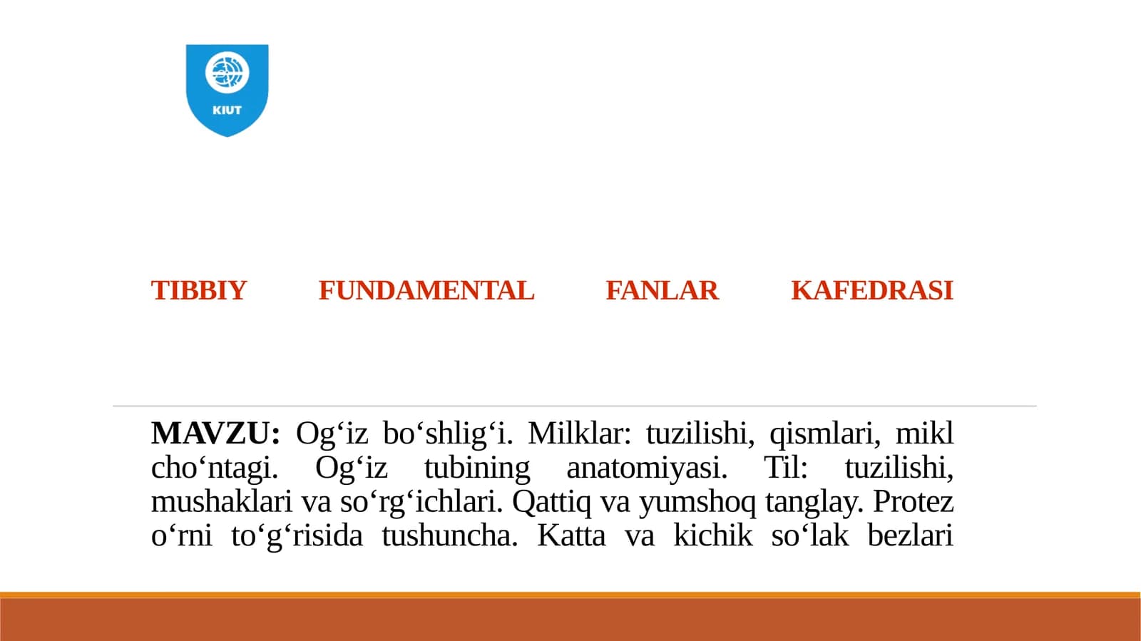 Tibbiy Fundamental Fanlar