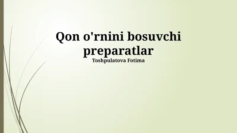 Qon O'rnini Bosadigan Vositalar