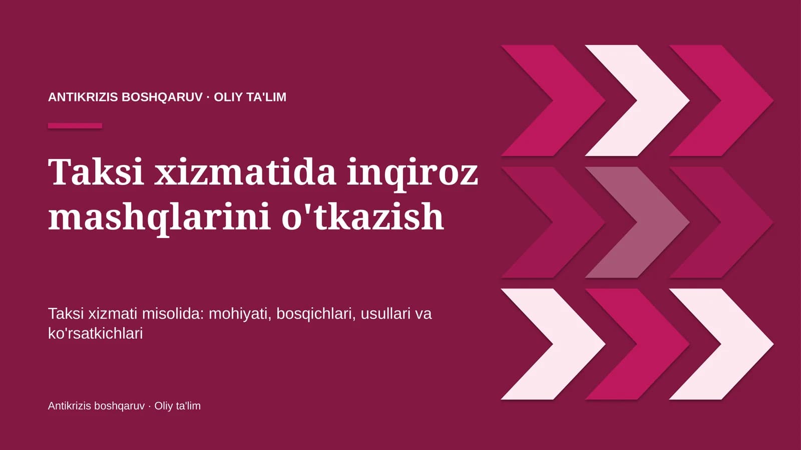 taksi xizmatida inqiroz mashqlarini o'tkazish 2696