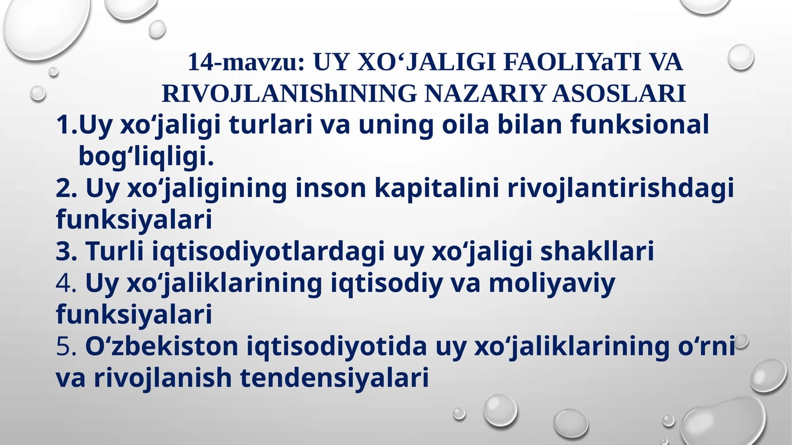UYXU'JALIGI FAOLIYATINI RIVOJLANISHINING NAZARIY ASOSLARI