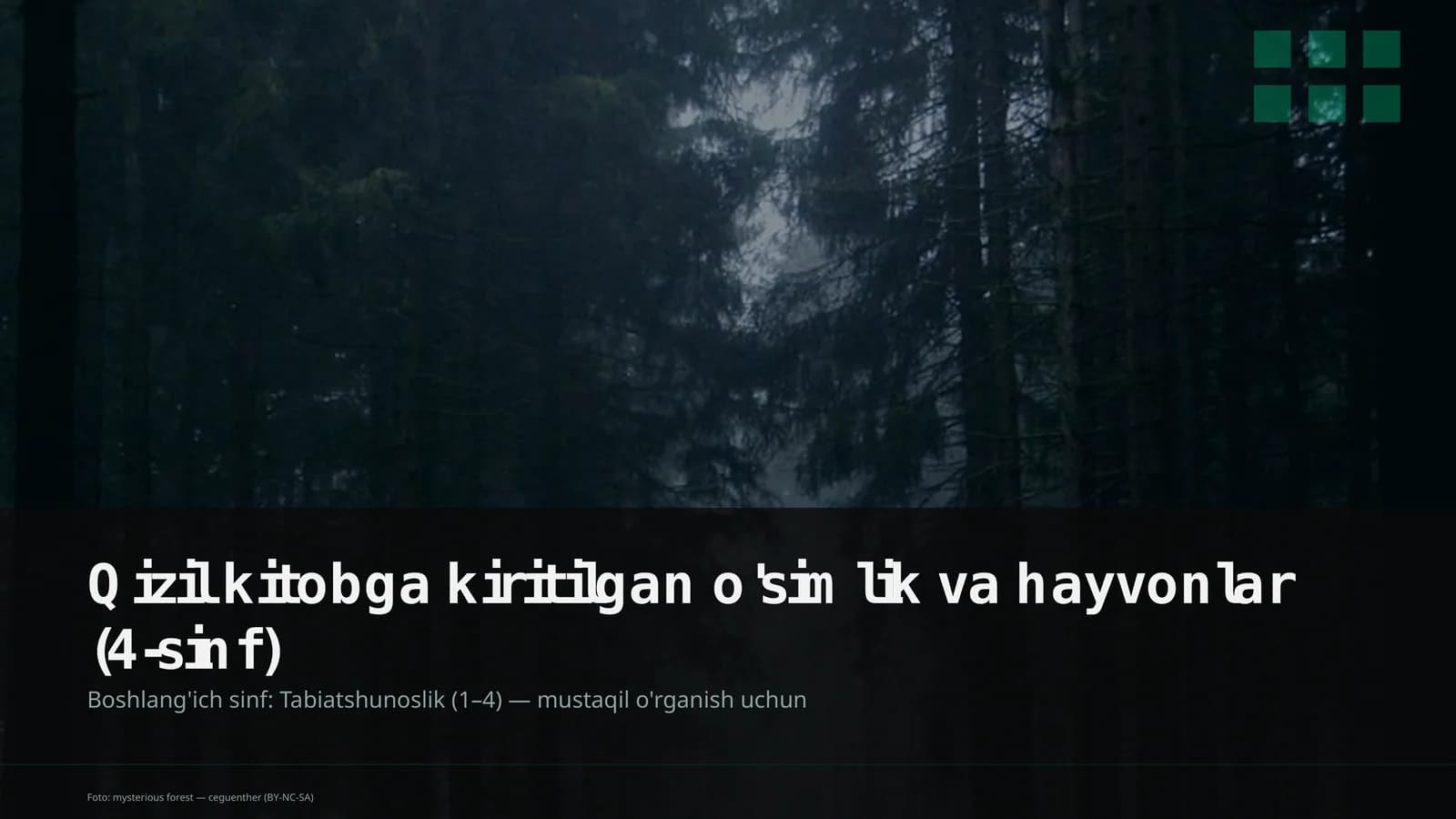 Qizil kitobga kiritilgan o'simlik va hayvonlar (4-sinf)
