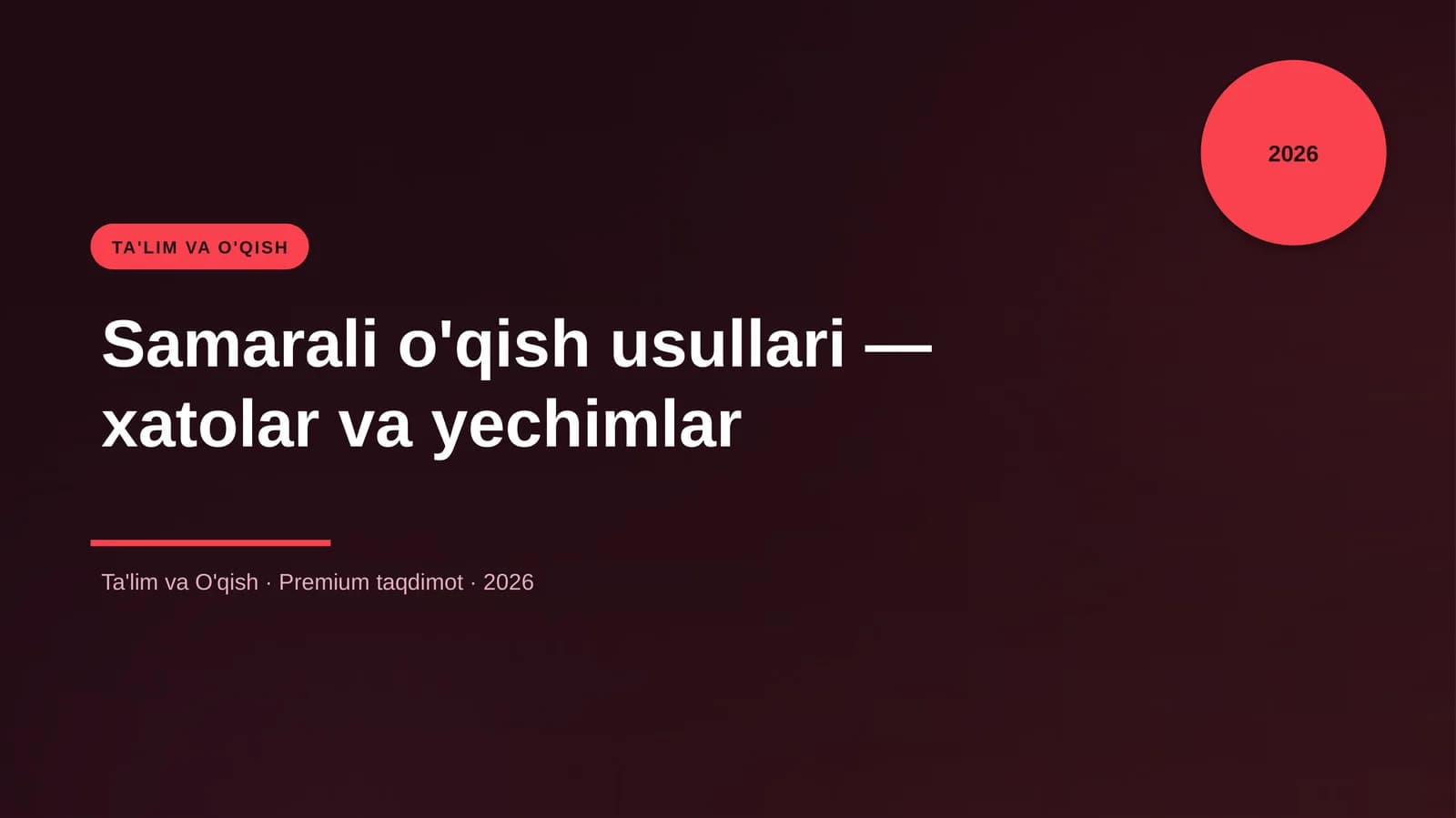 Samarali o'qish usullari — xatolar va yechimlar