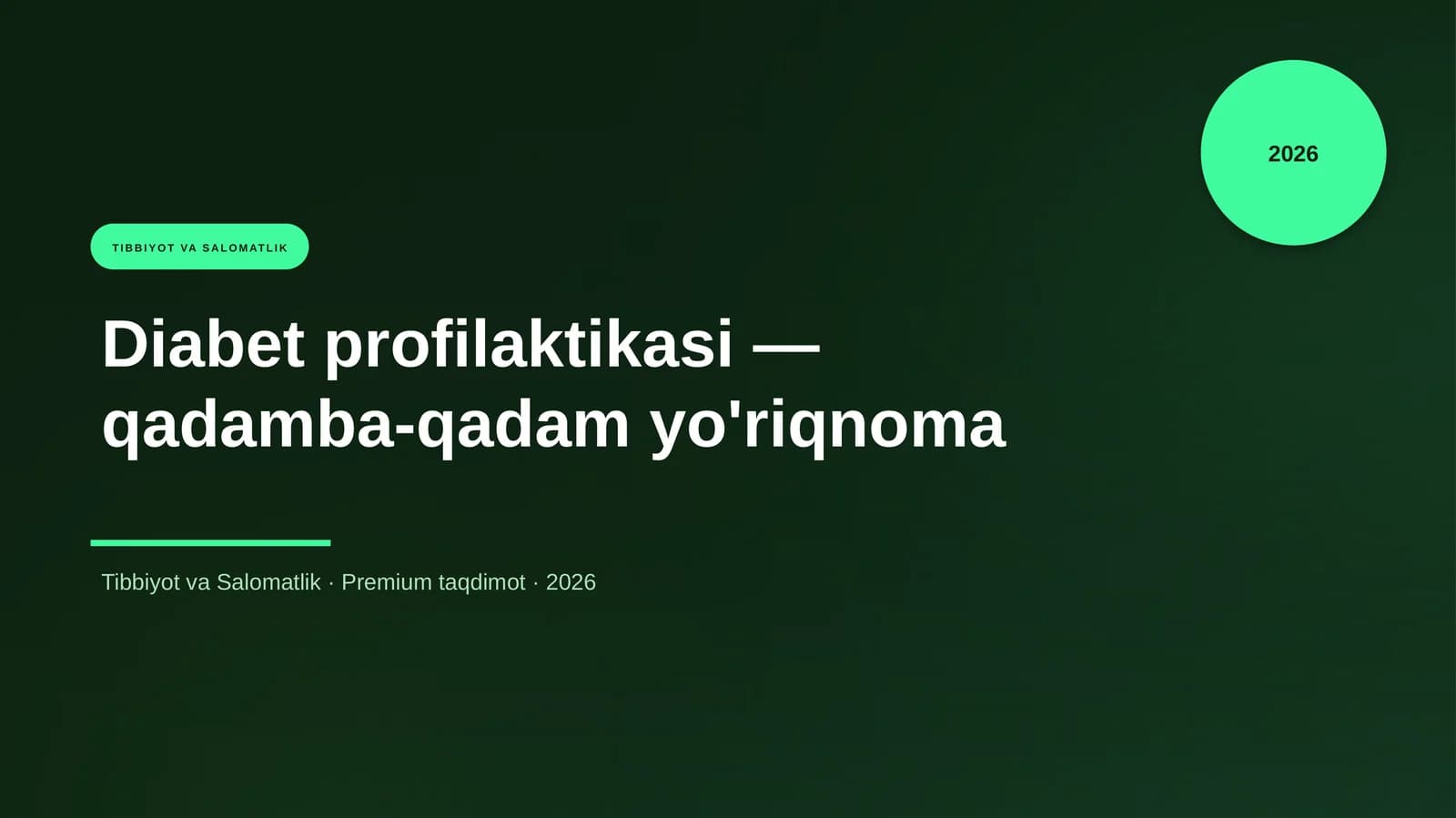 Diabet profilaktikasi — qadamba-qadam yo'riqnoma