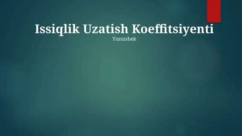 Issiqlik Uzatish Koeffitsiyenti