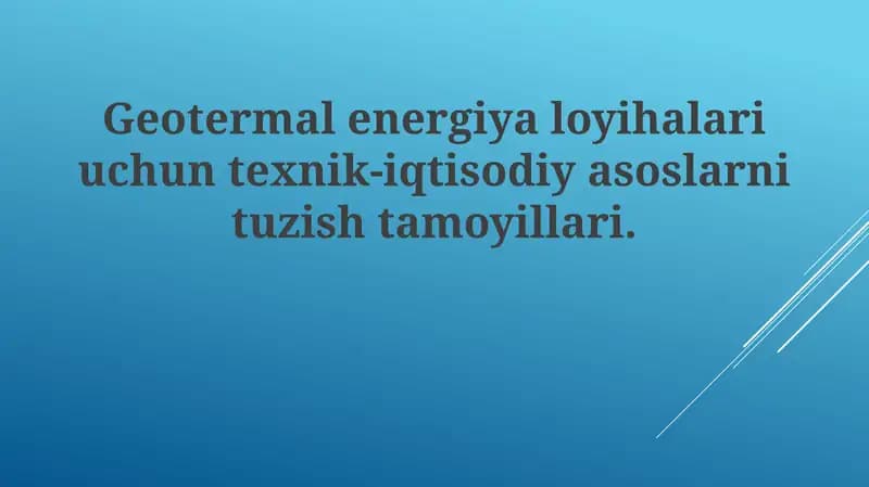 Geotermal energiya loyihalari