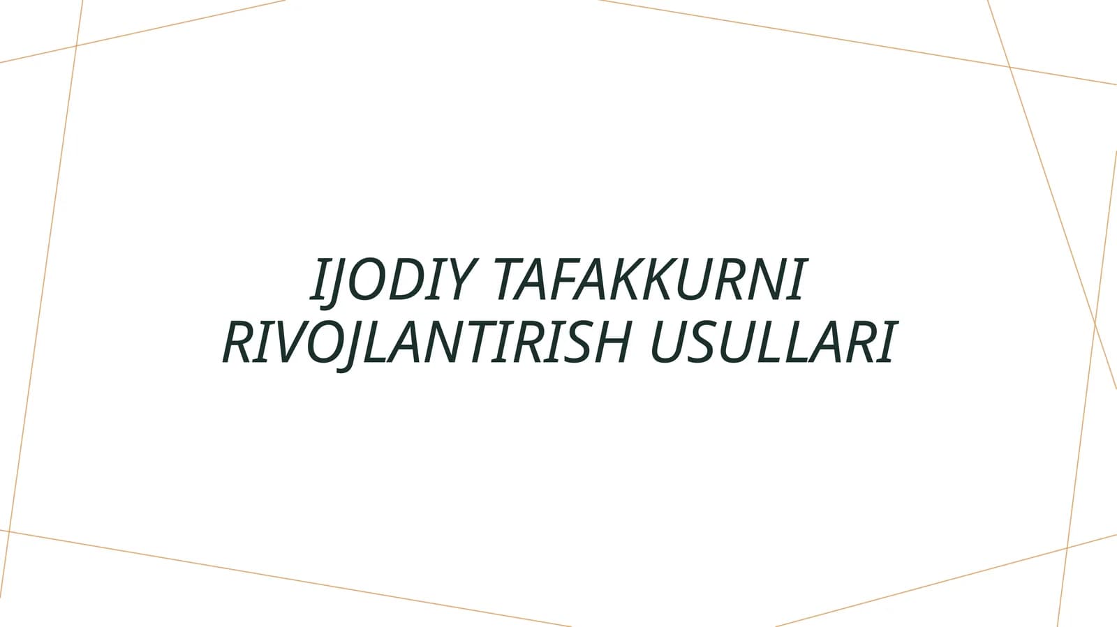 Ijodiy Tafakkur