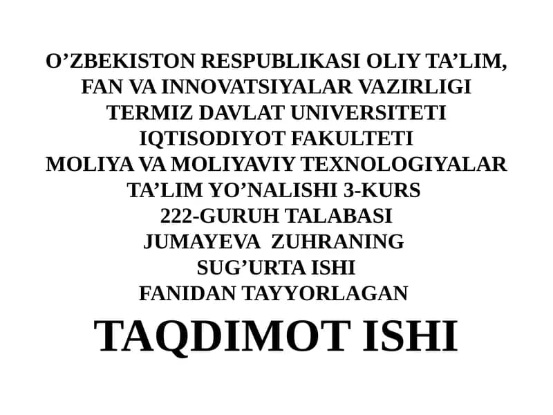 INSONHAYOT SUG’URTA