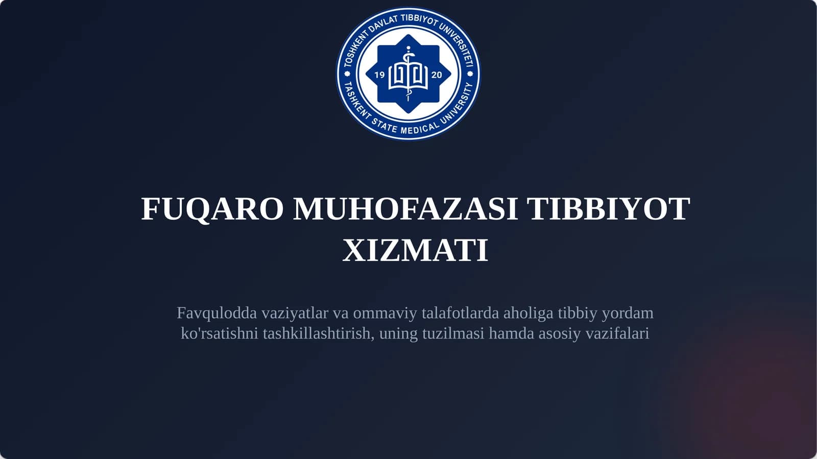 FUQARO MUHOFAZASI TIBBIYOT XIZMATI