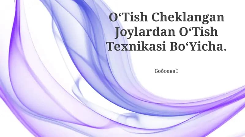 OʻTish Cheklangan Joylardan OʻTish Texnikasi BoʻYicha