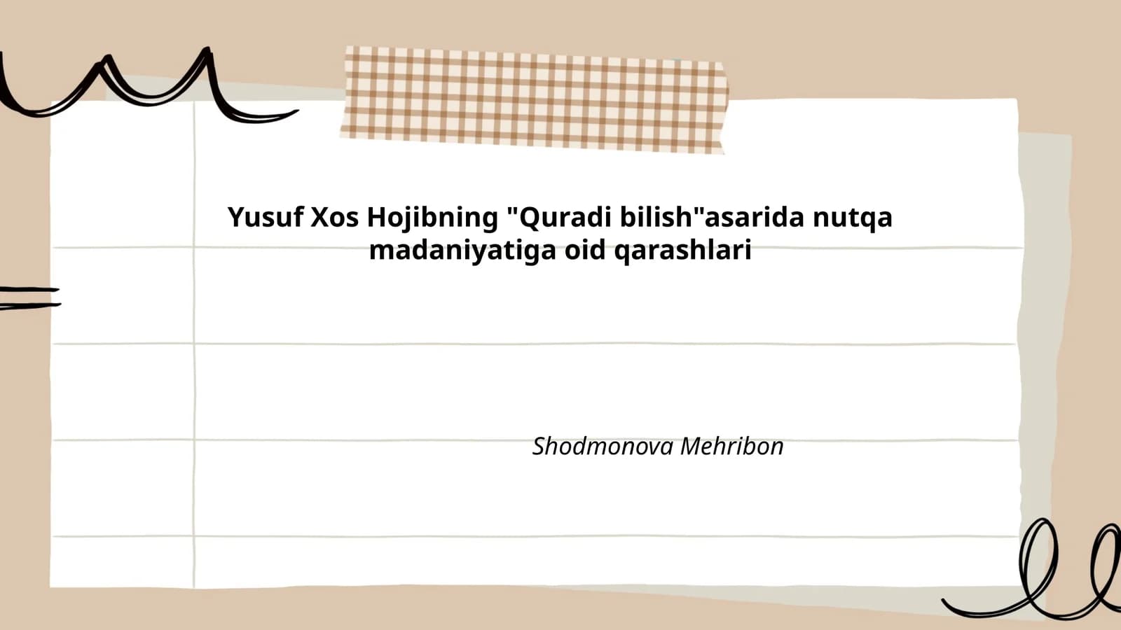 Yusuf Xos Hojibning "Quradi bilish" asarida nutq madaniyati