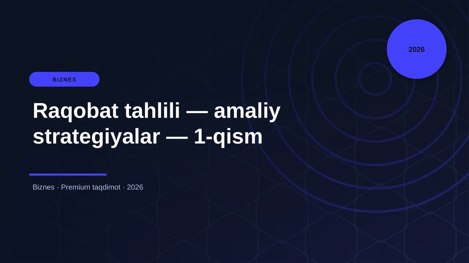Raqobat tahlili — amaliy strategiyalar — 1-qism