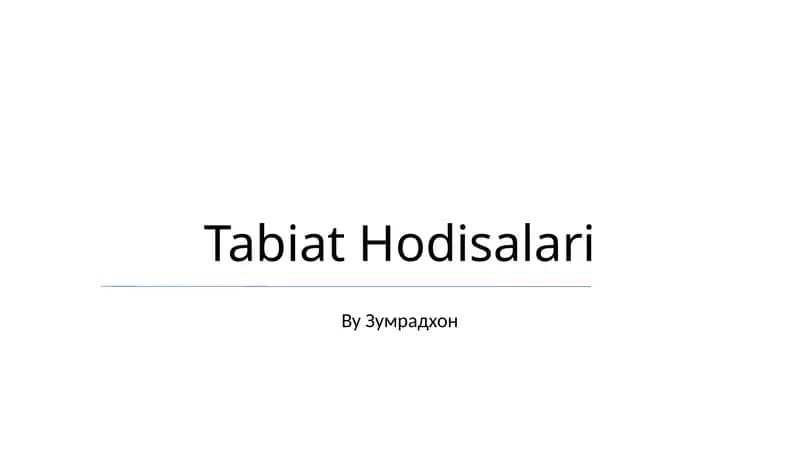 Tabiat Hodisalari