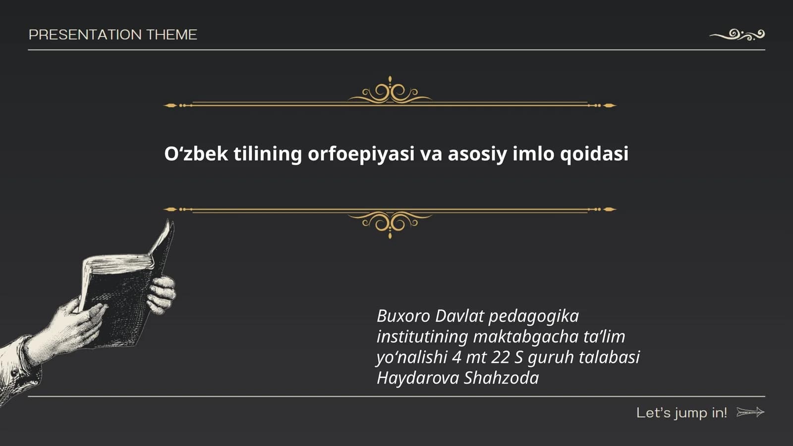 Oʻzbek tilining orfoepiyasi va asosiy imlo qoidasi