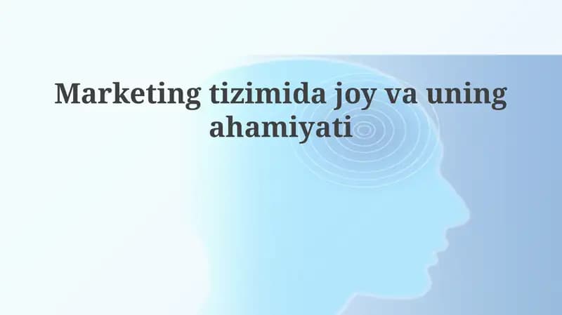 Joyning marketing tizimidagi o'rni va ahamiyati