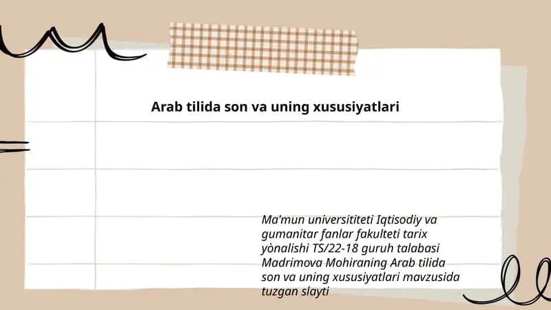 Arab tilida son va uning xususiyatlari