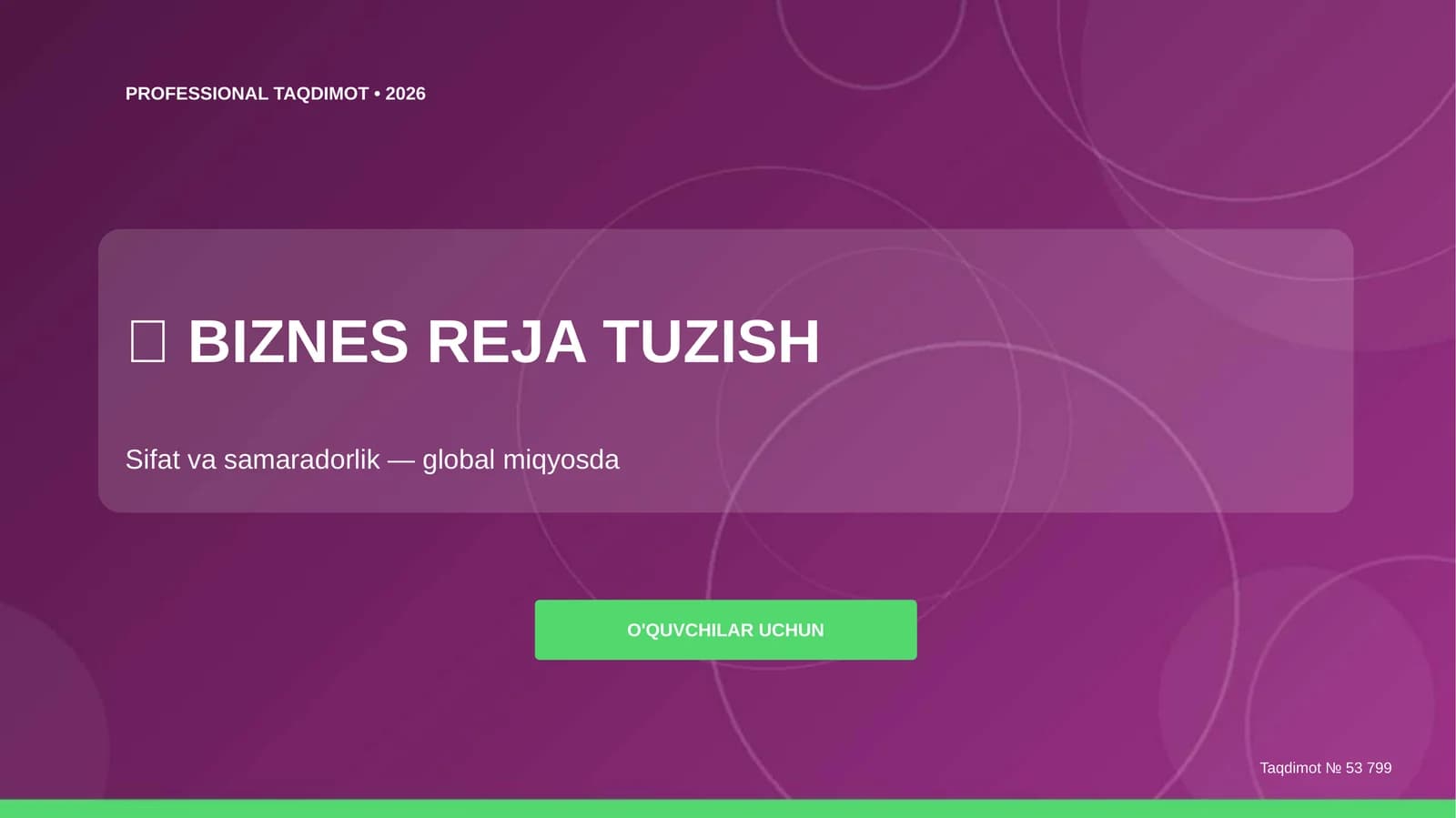BIZNES REJA TUZISH