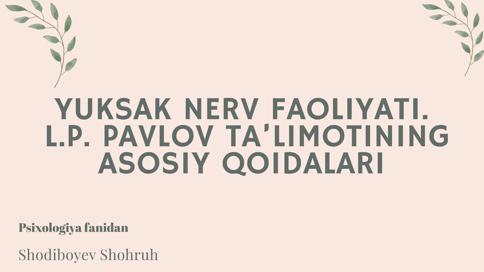 PSIXIK FAOLIYAT TA'LIMI