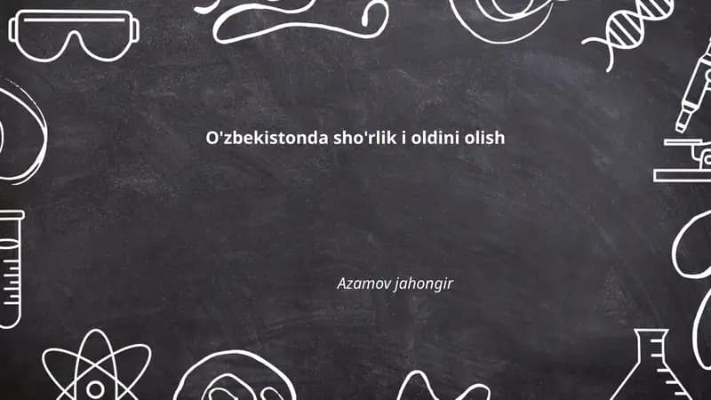 O'zbekistonda sho'rlik i oldini olish