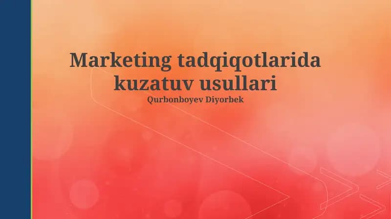 Marketing tadqiqotlarida kuzatuv usullari