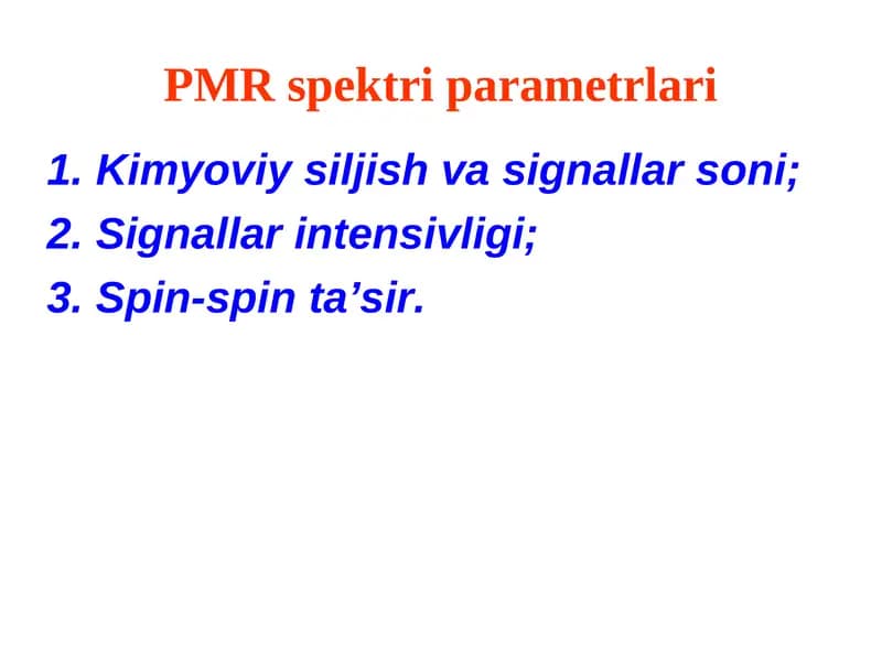 PMR spektri parametrlari